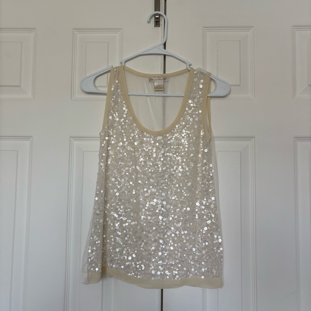 Sequin White Tank Top
